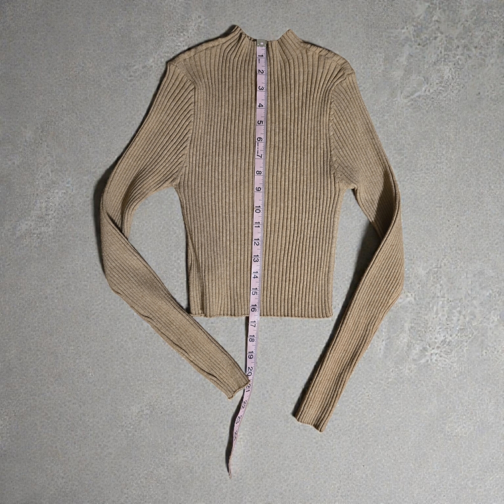 SHEIN Tan Ribbed Crew‎ Neck Sweater - Picture 2 of 3